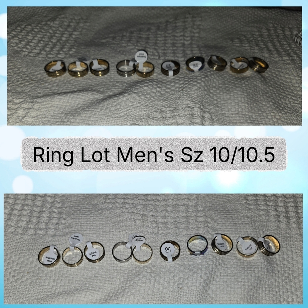 Men's Ring Lot - Gold & Silver Tone Bands, Sizes 10/10.5 NEW